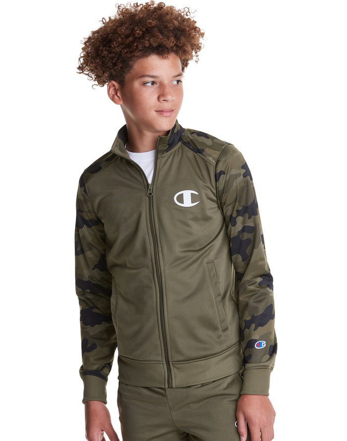 Champion Camo Track C + Script Logo Jas Jongens - Olijfgroen - Belgie 8073SFQLC